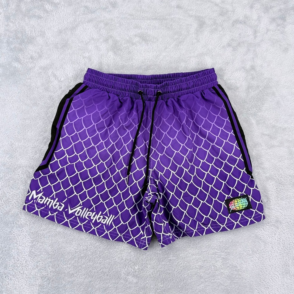 Slunks Mamba Volleyball Shorts Mens Small Lined 5" Purple Scale Print Athletic